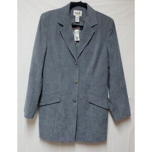 Women’s Imagio Gray Faux Suede 3-Button Boyfriend Business Blazer Size 10 NWT